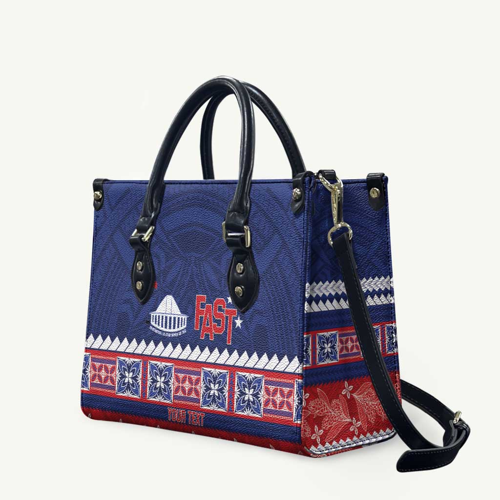 Personalised FAST Samoa Siapo Leather Bag Teuila Flowers Samoan Pattern - Polynesian Pride