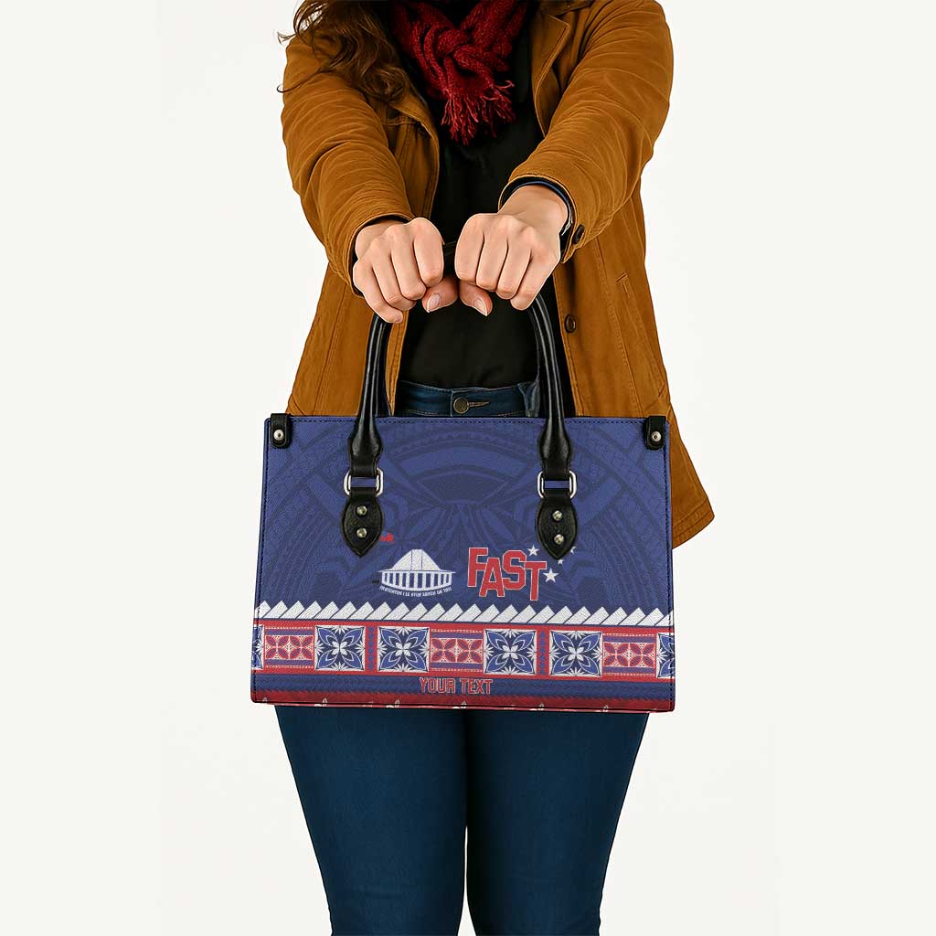 Personalised FAST Samoa Siapo Leather Bag Teuila Flowers Samoan Pattern - Polynesian Pride