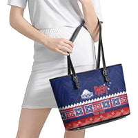 Personalised FAST Samoa Siapo Leather Tote Bag Teuila Flowers Samoan Pattern - Polynesian Pride