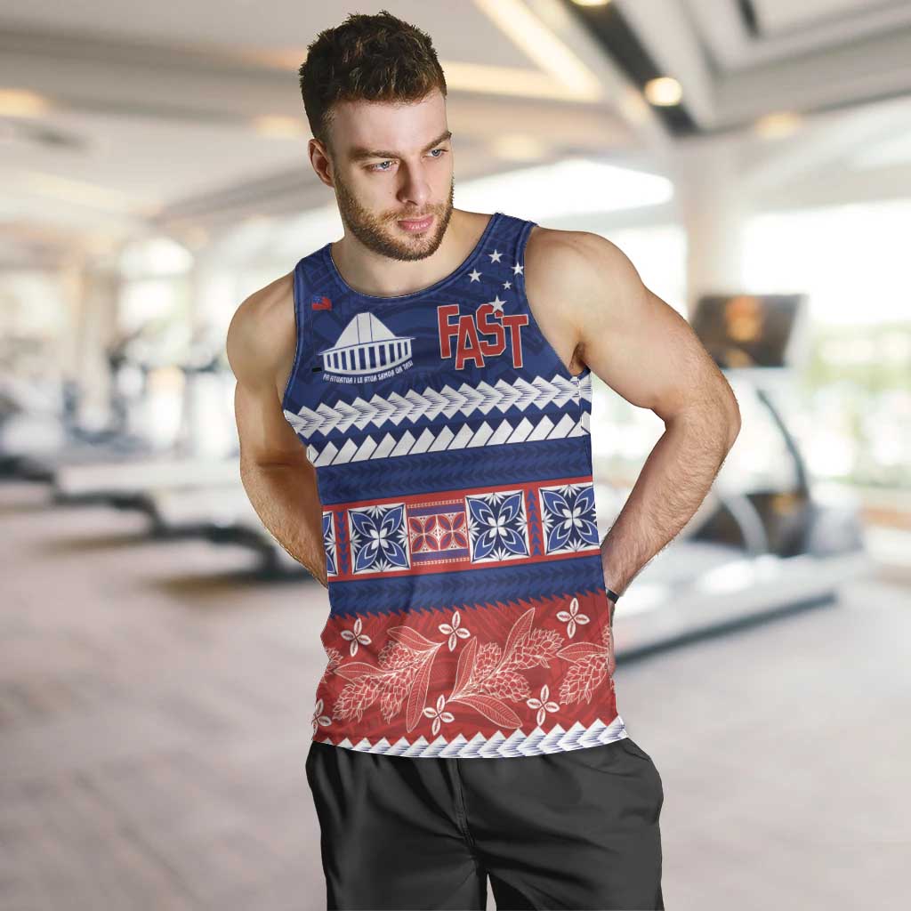 Personalised FAST Samoa Siapo Men Tank Top Teuila Flowers Samoan Pattern - Polynesian Pride