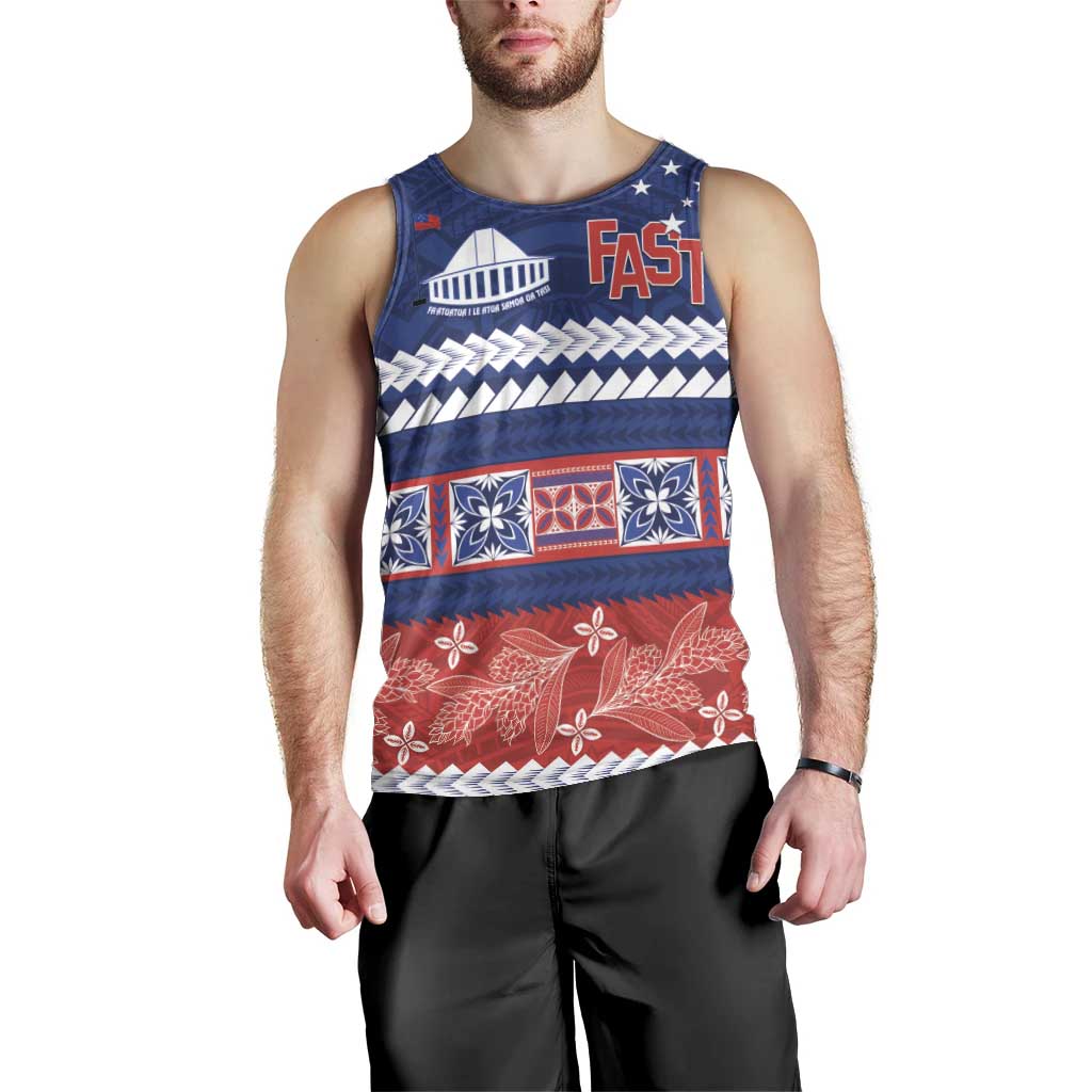 Personalised FAST Samoa Siapo Men Tank Top Teuila Flowers Samoan Pattern - Polynesian Pride