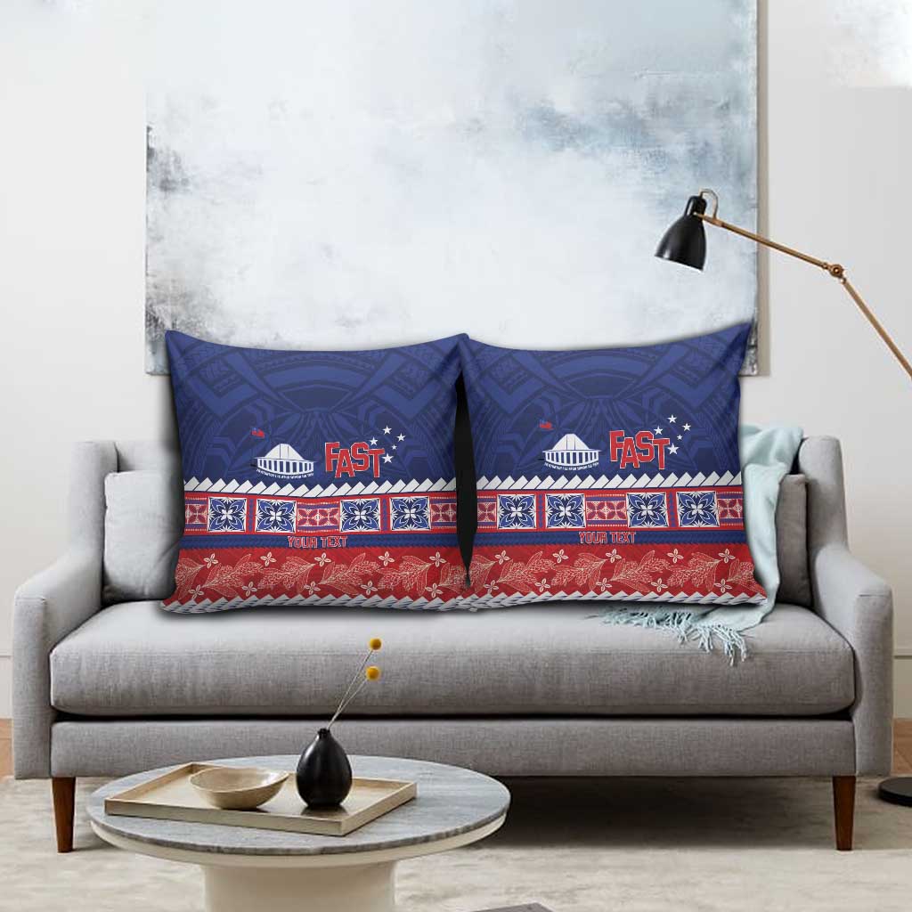 Personalised FAST Samoa Siapo Pillow Cover Teuila Flowers Samoan Pattern - Polynesian Pride