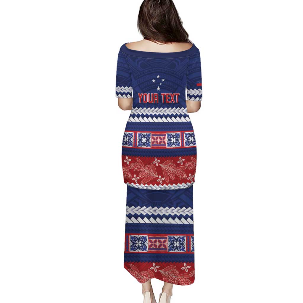 Personalised FAST Samoa Siapo Puletasi Teuila Flowers Samoan Pattern - Polynesian Pride