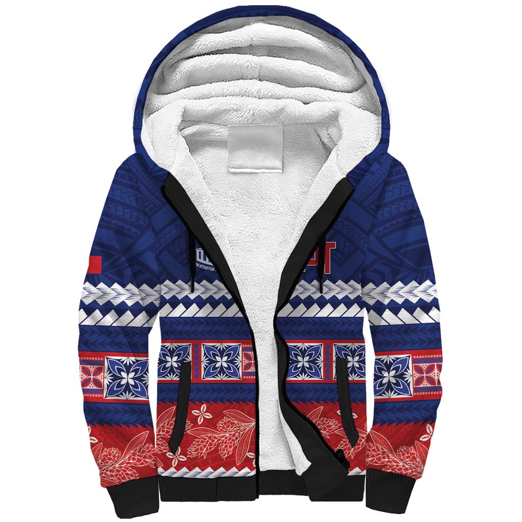 Personalised FAST Samoa Siapo Sherpa Hoodie Teuila Flowers Samoan Pattern - Polynesian Pride