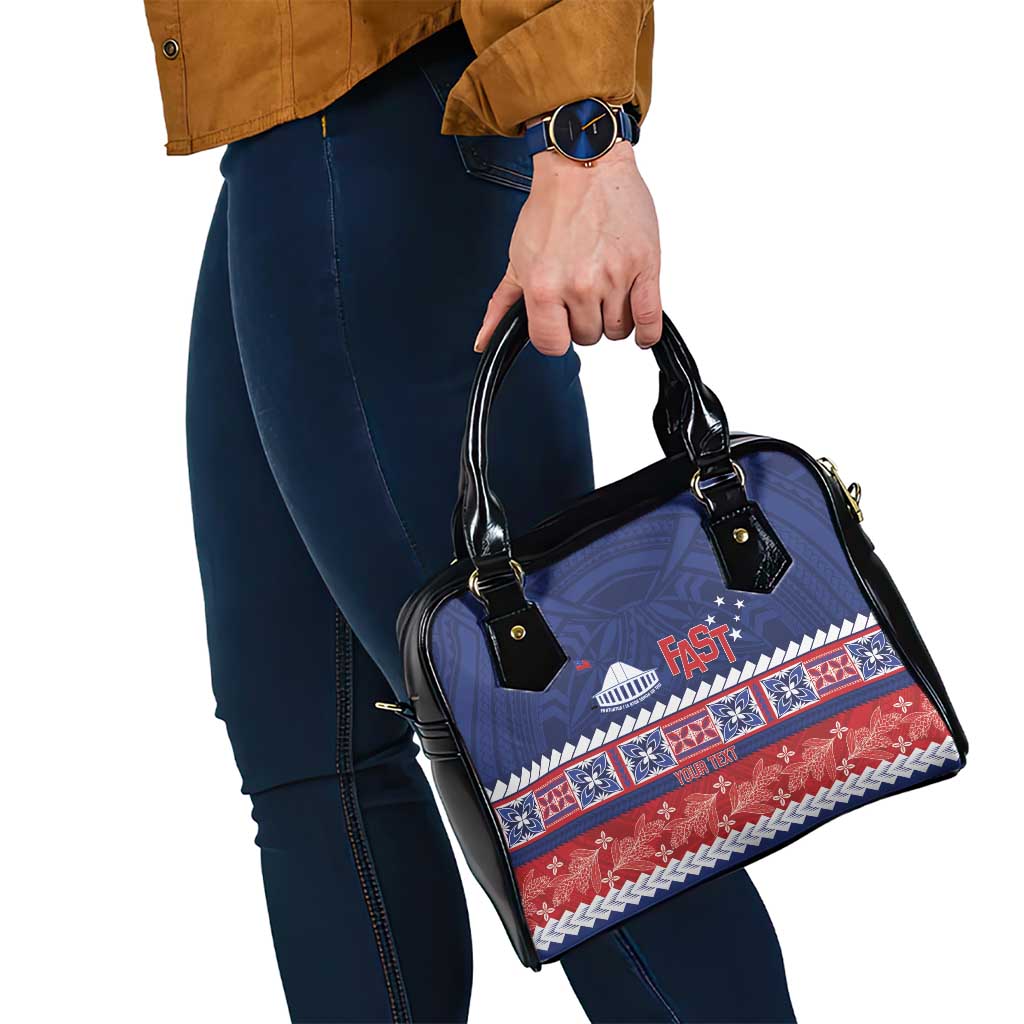 Personalised FAST Samoa Siapo Shoulder Handbag Teuila Flowers Samoan Pattern - Polynesian Pride