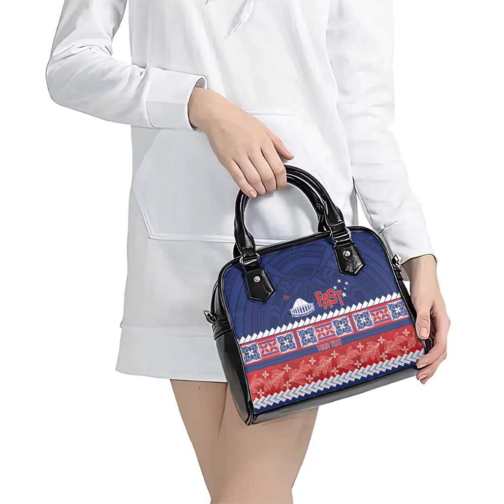 Personalised FAST Samoa Siapo Shoulder Handbag Teuila Flowers Samoan Pattern - Polynesian Pride