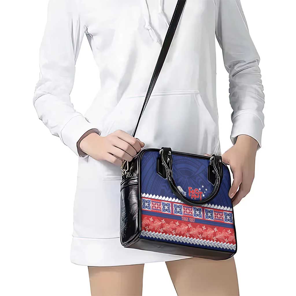 Personalised FAST Samoa Siapo Shoulder Handbag Teuila Flowers Samoan Pattern - Polynesian Pride