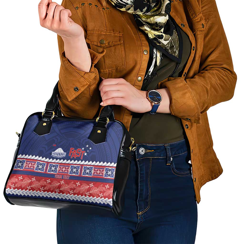 Personalised FAST Samoa Siapo Shoulder Handbag Teuila Flowers Samoan Pattern - Polynesian Pride