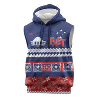 Personalised FAST Samoa Siapo Sleeveless Hoodie Teuila Flowers Samoan Pattern LT14 Blue - Polynesian Pride