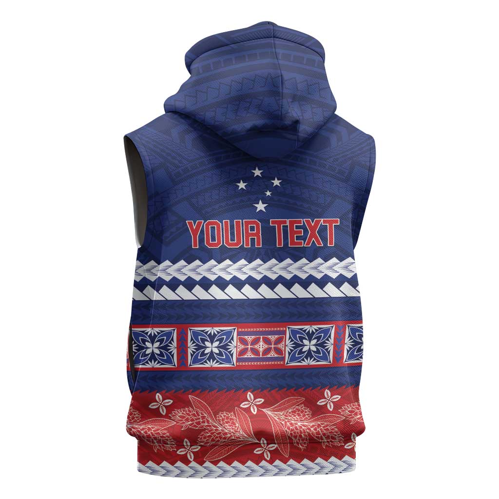 Personalised FAST Samoa Siapo Sleeveless Hoodie Teuila Flowers Samoan Pattern LT14 - Polynesian Pride