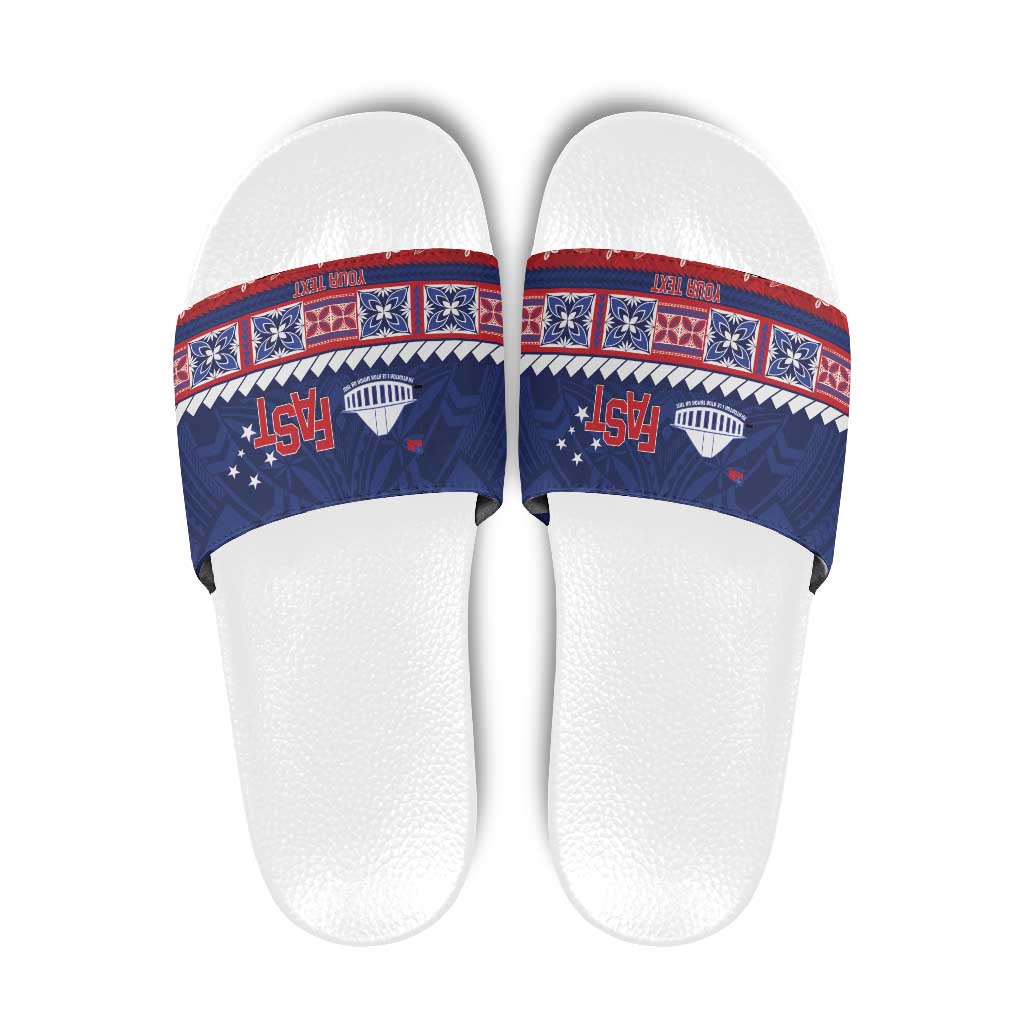 Personalised FAST Samoa Siapo Slide Sandals Teuila Flowers Samoan Pattern - Polynesian Pride