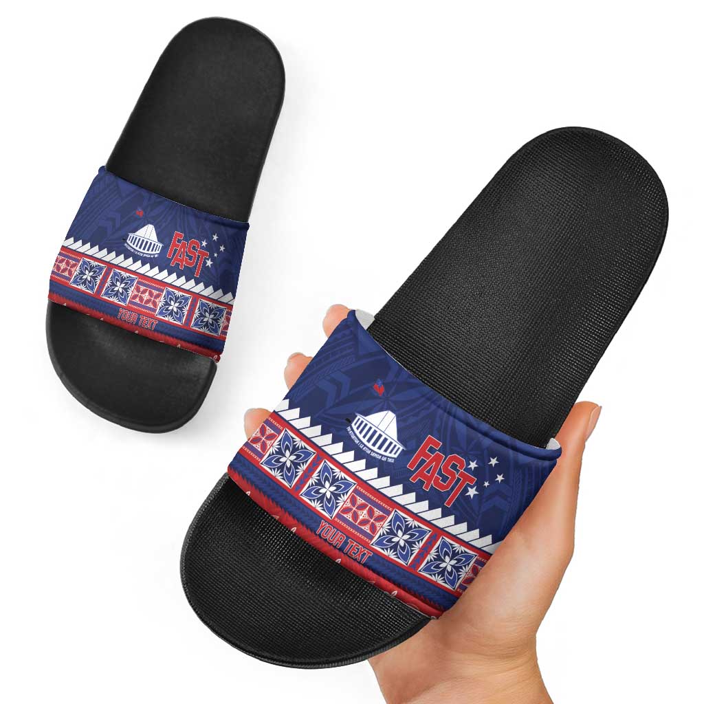 Personalised FAST Samoa Siapo Slide Sandals Teuila Flowers Samoan Pattern - Polynesian Pride