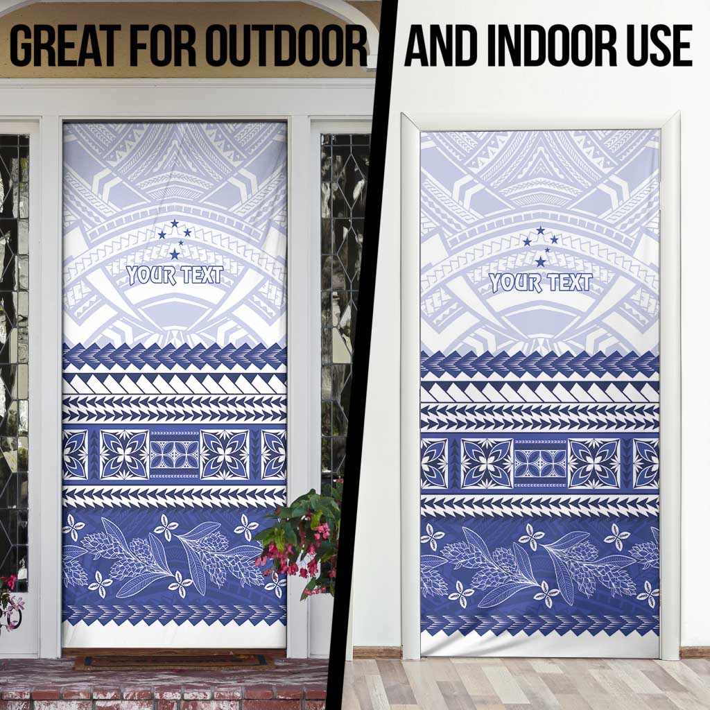 Personalised HRPP Samoa Siapo Door Cover Teuila Flowers Samoan Pattern - Polynesian Pride