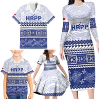 Personalised HRPP Samoa Siapo Family Matching Long Sleeve Bodycon Dress and Hawaiian Shirt Teuila Flowers Samoan Pattern LT14 - Polynesian Pride