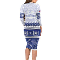 Personalised HRPP Samoa Siapo Family Matching Long Sleeve Bodycon Dress and Hawaiian Shirt Teuila Flowers Samoan Pattern LT14 - Polynesian Pride