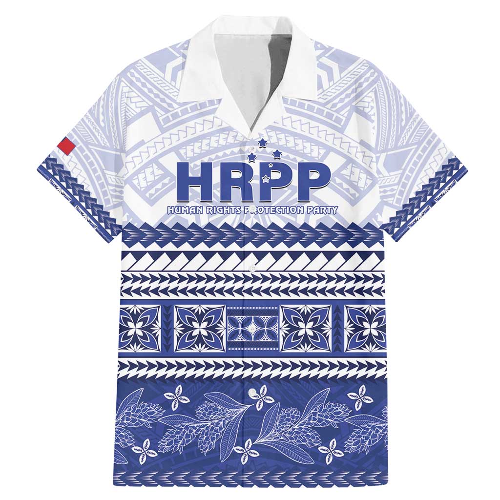 Personalised HRPP Samoa Siapo Family Matching Mermaid Dress and Hawaiian Shirt Teuila Flowers Samoan Pattern LT14 Dad's Shirt - Short Sleeve White - Polynesian Pride