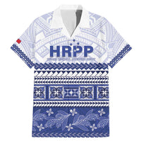 Personalised HRPP Samoa Siapo Family Matching Mermaid Dress and Hawaiian Shirt Teuila Flowers Samoan Pattern LT14 Dad's Shirt - Short Sleeve White - Polynesian Pride