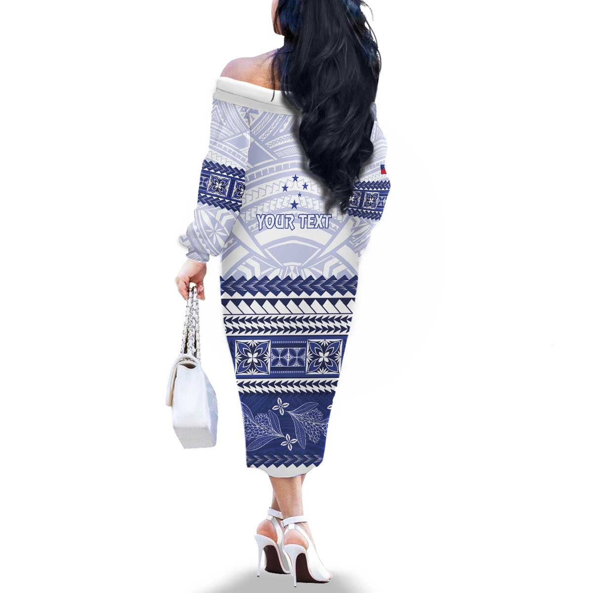 Personalised HRPP Samoa Siapo Family Matching Off The Shoulder Long Sleeve Dress and Hawaiian Shirt Teuila Flowers Samoan Pattern LT14 - Polynesian Pride