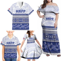 Personalised HRPP Samoa Siapo Family Matching Off Shoulder Maxi Dress and Hawaiian Shirt Teuila Flowers Samoan Pattern LT14 - Polynesian Pride