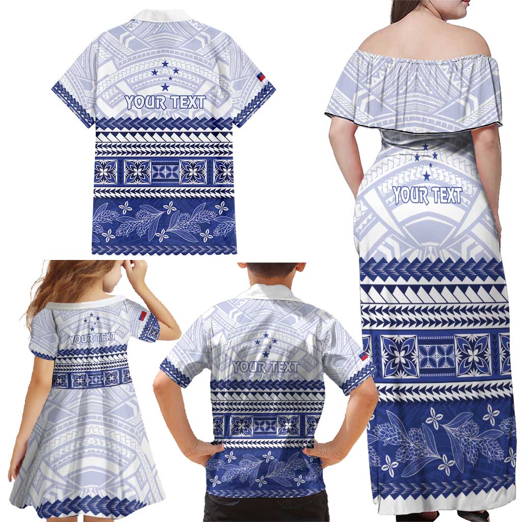 Personalised HRPP Samoa Siapo Family Matching Off Shoulder Maxi Dress and Hawaiian Shirt Teuila Flowers Samoan Pattern LT14 - Polynesian Pride