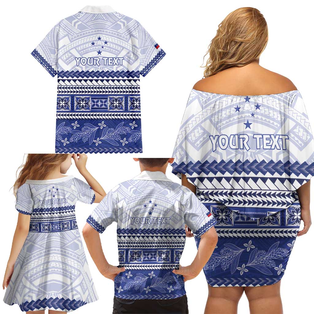 Personalised HRPP Samoa Siapo Family Matching Off Shoulder Short Dress and Hawaiian Shirt Teuila Flowers Samoan Pattern LT14 - Polynesian Pride