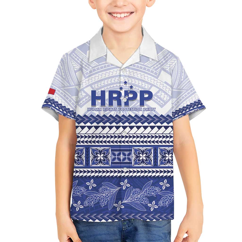 Personalised HRPP Samoa Siapo Family Matching Off Shoulder Short Dress and Hawaiian Shirt Teuila Flowers Samoan Pattern LT14 Son's Shirt White - Polynesian Pride