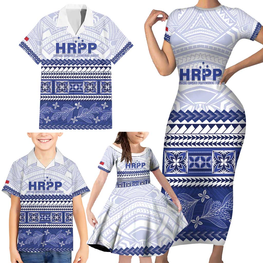 Personalised HRPP Samoa Siapo Family Matching Short Sleeve Bodycon Dress and Hawaiian Shirt Teuila Flowers Samoan Pattern LT14 - Polynesian Pride