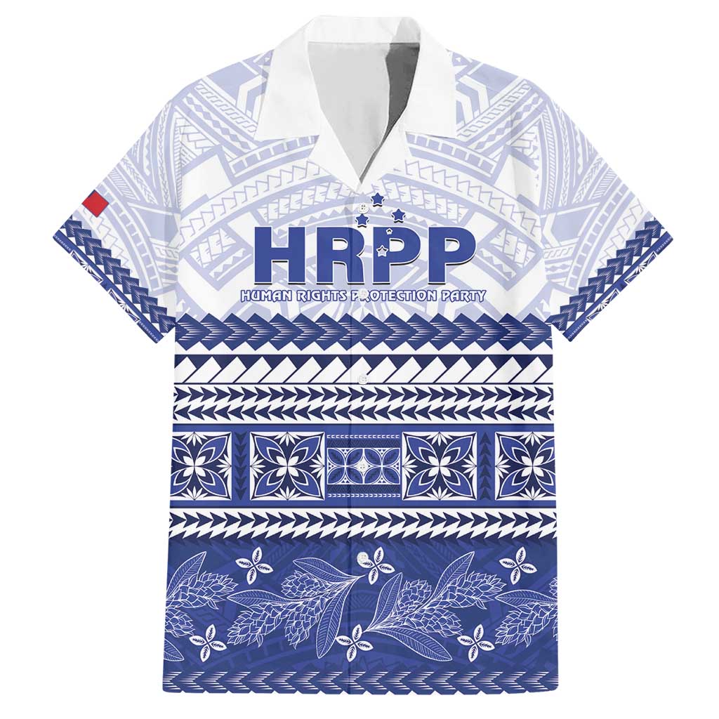 Personalised HRPP Samoa Siapo Family Matching Short Sleeve Bodycon Dress and Hawaiian Shirt Teuila Flowers Samoan Pattern LT14 Dad's Shirt - Short Sleeve White - Polynesian Pride