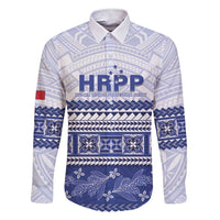 Personalised HRPP Samoa Siapo Family Matching Short Sleeve Bodycon Dress and Hawaiian Shirt Teuila Flowers Samoan Pattern LT14 Dad's Shirt - Long Sleeve White - Polynesian Pride