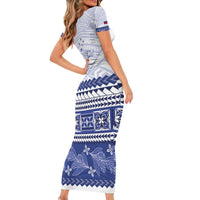 Personalised HRPP Samoa Siapo Family Matching Short Sleeve Bodycon Dress and Hawaiian Shirt Teuila Flowers Samoan Pattern LT14 - Polynesian Pride