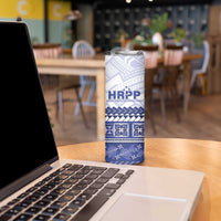 Personalised HRPP Samoa Siapo Skinny Tumbler Teuila Flowers Samoan Pattern - Polynesian Pride