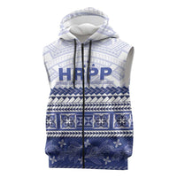 Personalised HRPP Samoa Siapo Sleeveless Zip Hoodie Teuila Flowers Samoan Pattern - Polynesian Pride