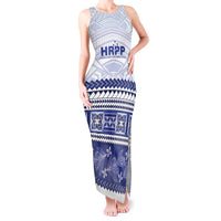 Personalised HRPP Samoa Siapo Tank Maxi Dress Teuila Flowers Samoan Pattern LT14 Women White - Polynesian Pride