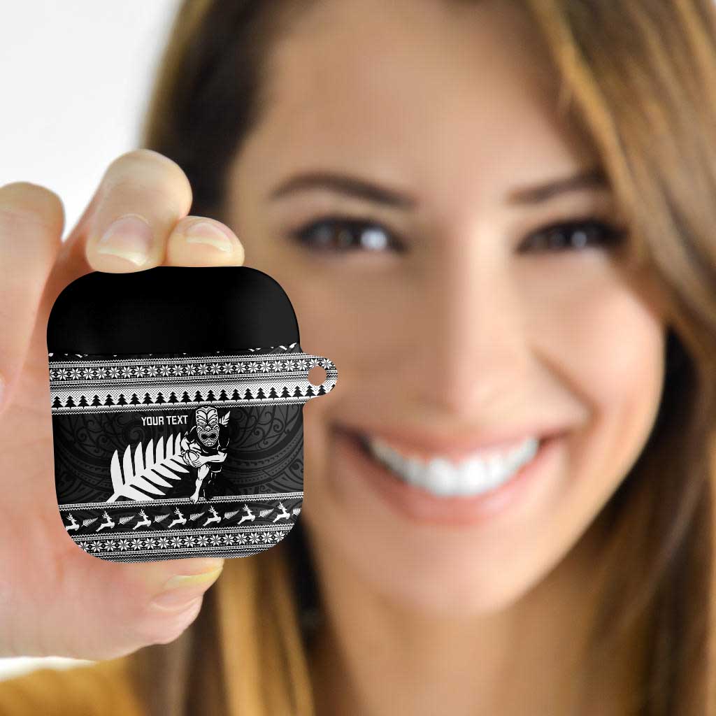 New Zealand Christmas Rugby Personalised AirPods Case Meri Kirihimete All Black Maori LT14 - Polynesian Pride