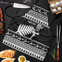 New Zealand Christmas Rugby Personalised Apron Meri Kirihimete All Black Maori LT14 Black - Polynesian Pride
