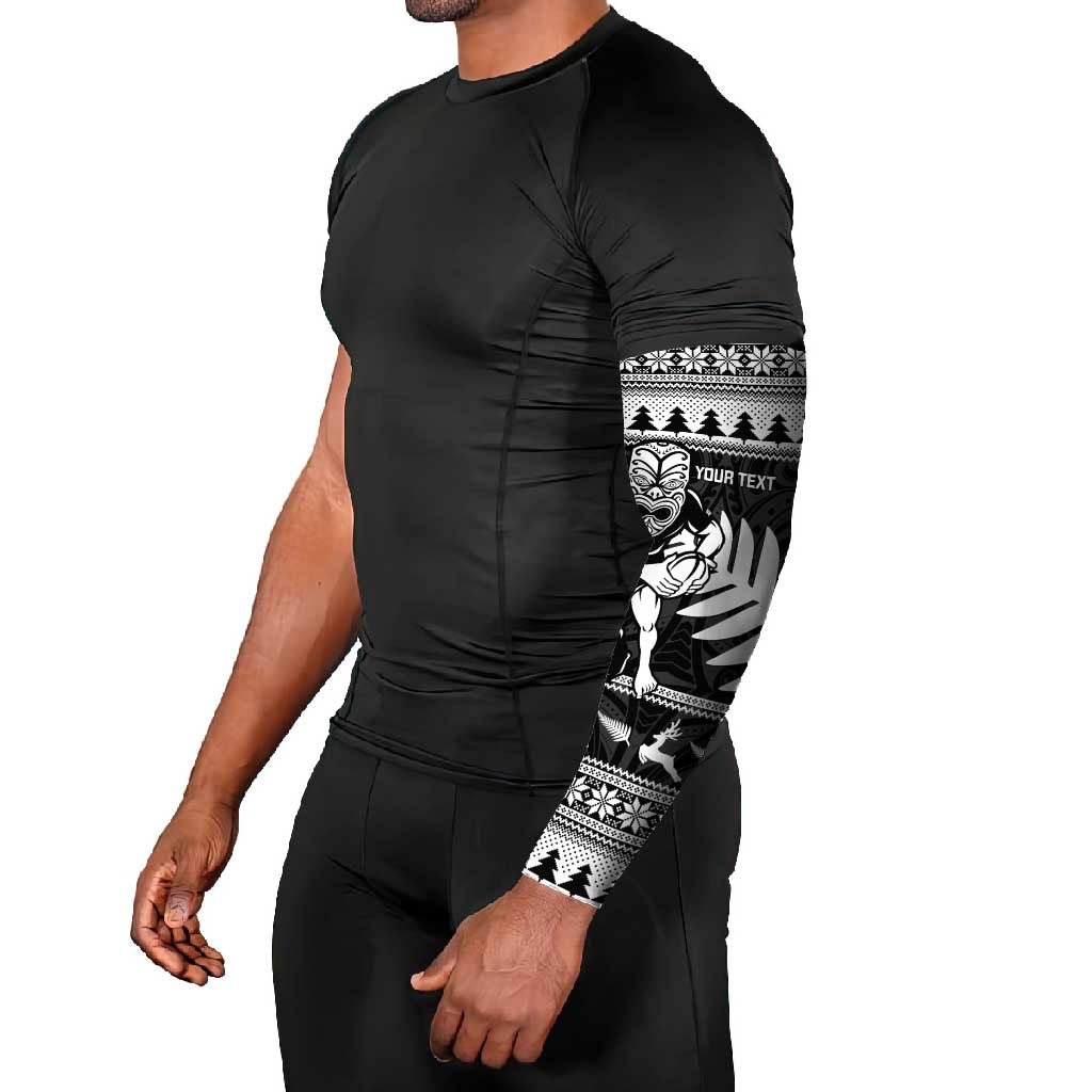New Zealand Christmas Rugby Personalised Arm Sleeves Meri Kirihimete All Black Maori LT14 - Polynesian Pride
