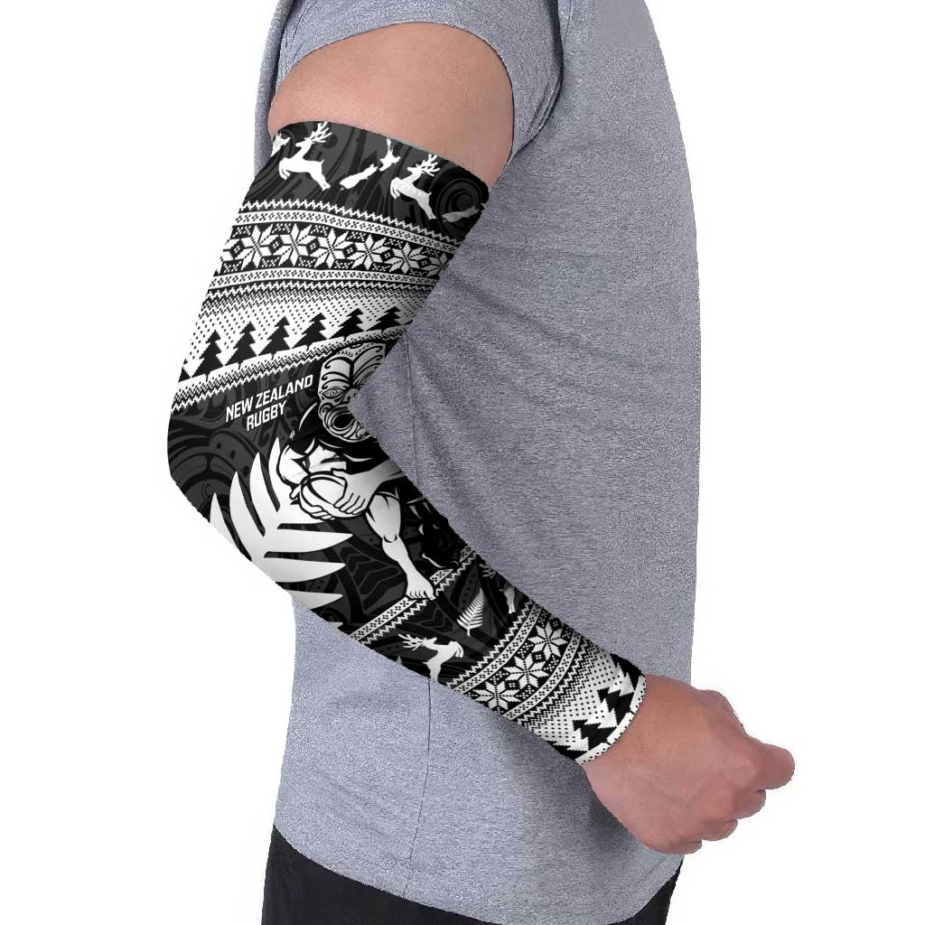 New Zealand Christmas Rugby Personalised Arm Sleeves Meri Kirihimete All Black Maori LT14 - Polynesian Pride