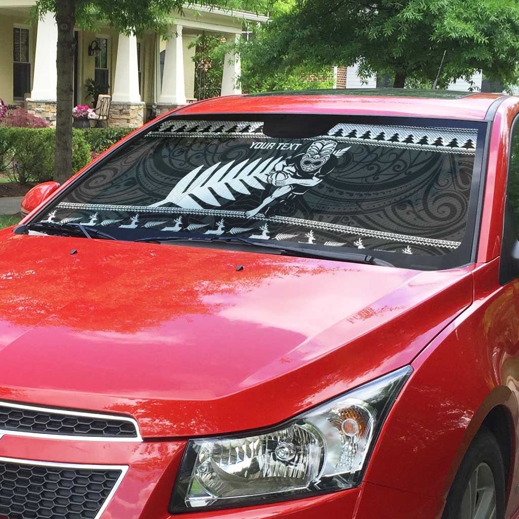 New Zealand Christmas Rugby Personalised Auto Sun Shade Meri Kirihimete All Black Maori LT14 - Polynesian Pride