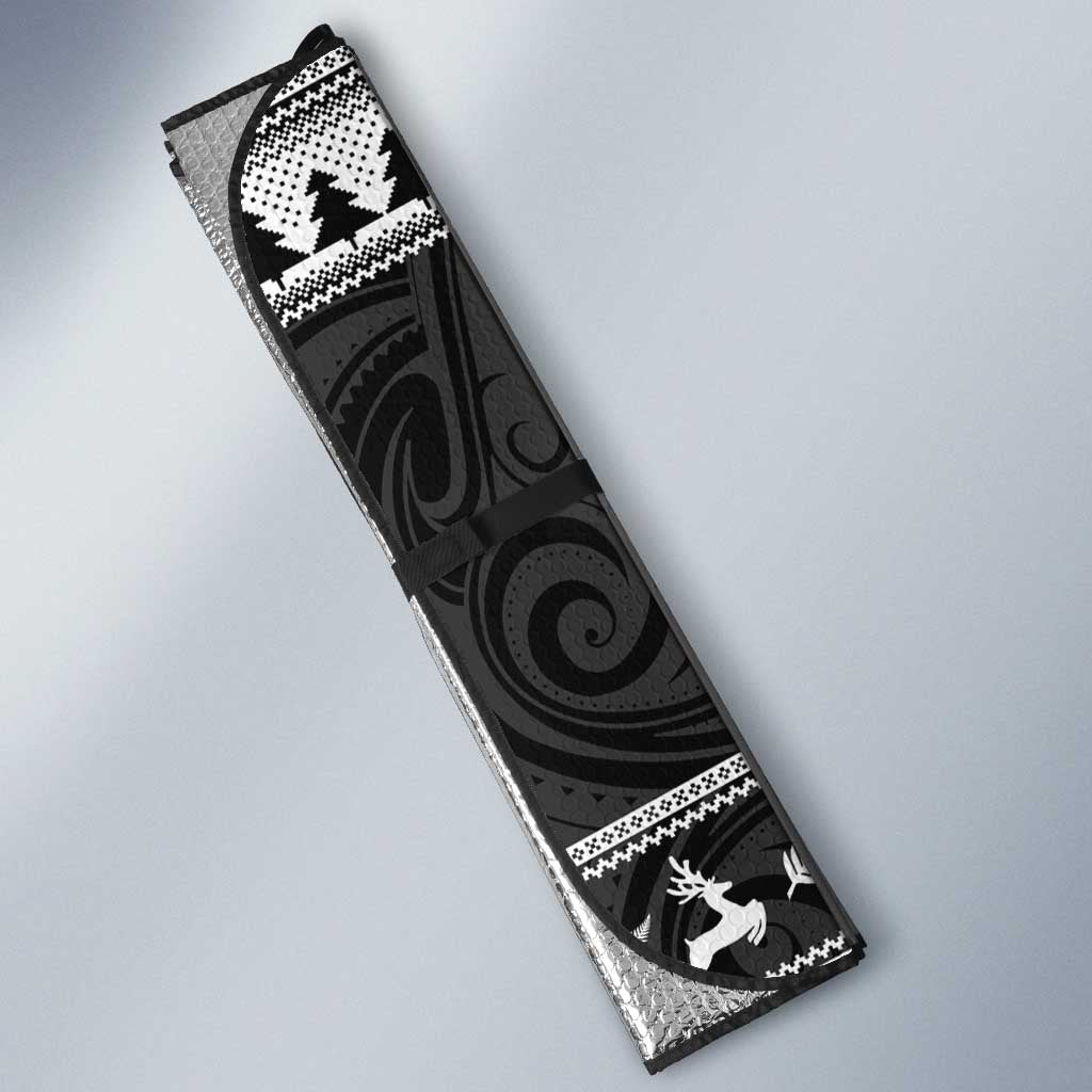 New Zealand Christmas Rugby Personalised Auto Sun Shade Meri Kirihimete All Black Maori LT14 - Polynesian Pride