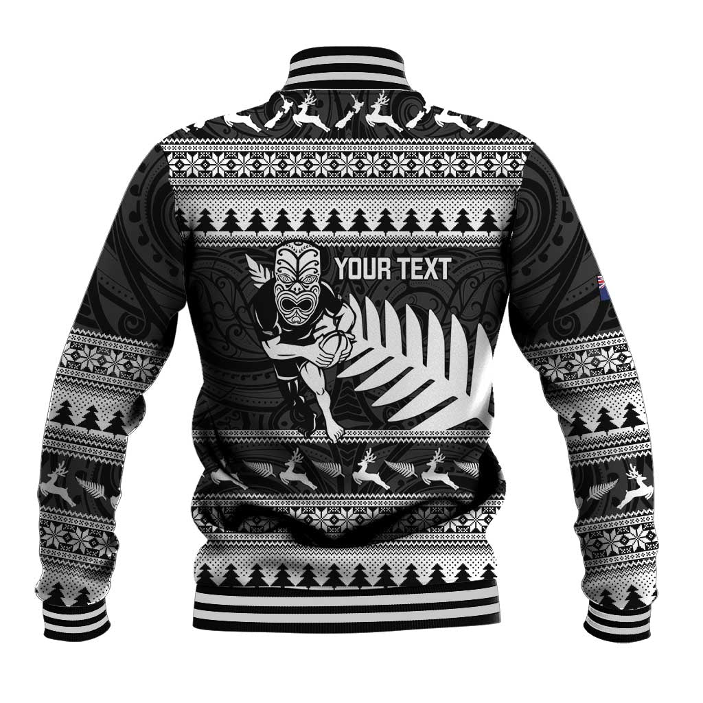 New Zealand Christmas Rugby Personalised Baseball Jacket Meri Kirihimete All Black Maori LT14 - Polynesian Pride