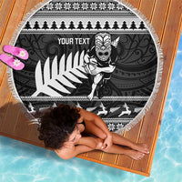 New Zealand Christmas Rugby Personalised Beach Blanket Meri Kirihimete All Black Maori LT14 - Polynesian Pride