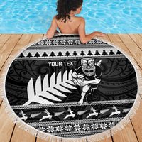 New Zealand Christmas Rugby Personalised Beach Blanket Meri Kirihimete All Black Maori LT14 - Polynesian Pride