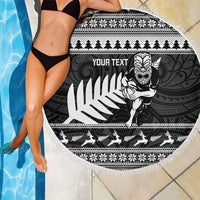 New Zealand Christmas Rugby Personalised Beach Blanket Meri Kirihimete All Black Maori LT14 - Polynesian Pride