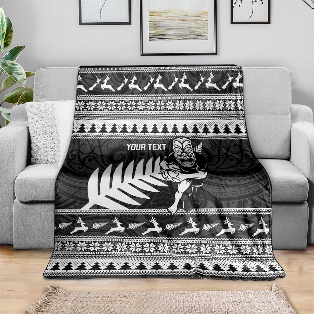 New Zealand Christmas Rugby Personalised Blanket Meri Kirihimete All Black Maori LT14 - Polynesian Pride