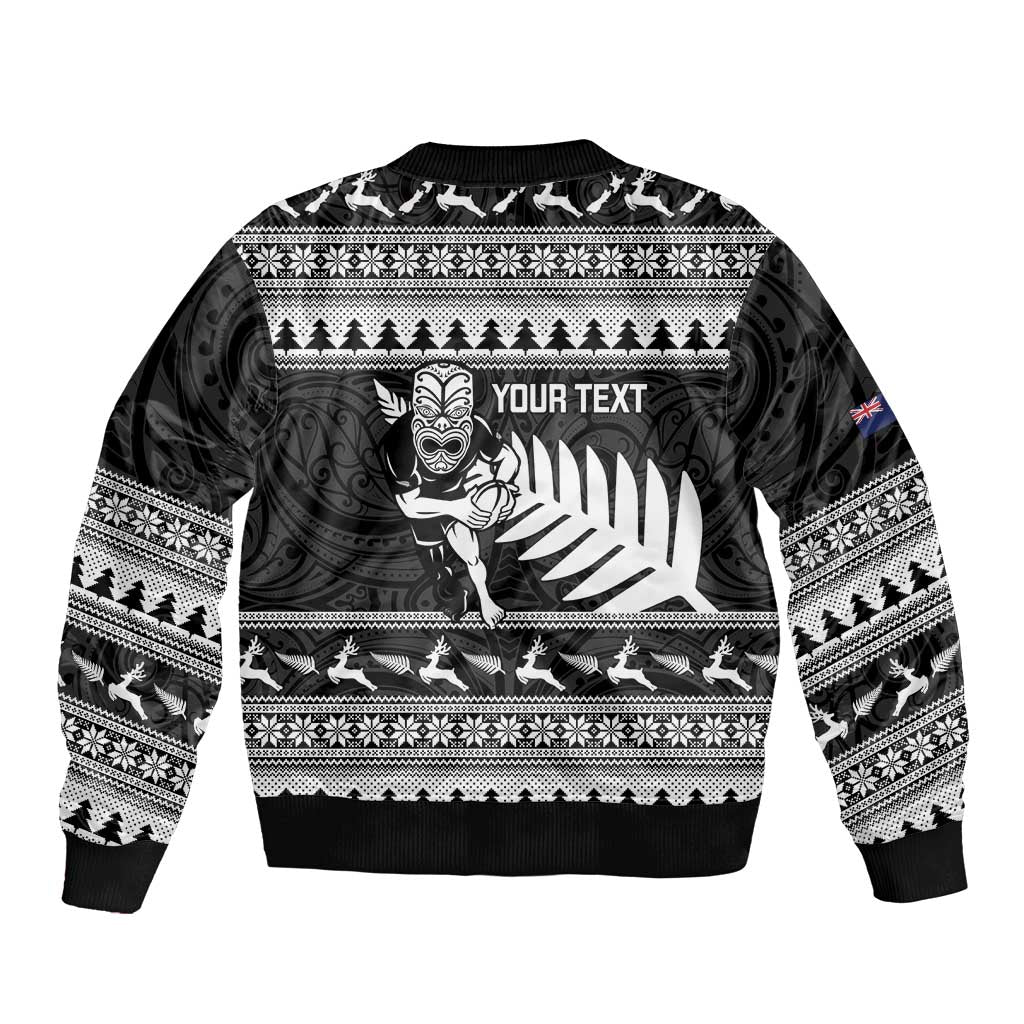 New Zealand Christmas Rugby Personalised Bomber Jacket Meri Kirihimete All Black Maori LT14 - Polynesian Pride