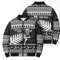New Zealand Christmas Rugby Personalised Bomber Puffer Jacket Meri Kirihimete All Black Maori LT14 - Polynesian Pride