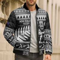 New Zealand Christmas Rugby Personalised Bomber Puffer Jacket Meri Kirihimete All Black Maori LT14 - Polynesian Pride