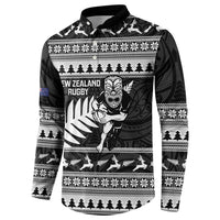 New Zealand Christmas Rugby Personalised Button Sweatshirt Meri Kirihimete All Black Maori LT14 - Polynesian Pride