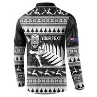 New Zealand Christmas Rugby Personalised Button Sweatshirt Meri Kirihimete All Black Maori LT14 - Polynesian Pride