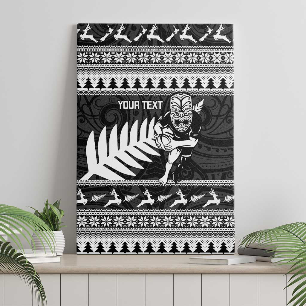 New Zealand Christmas Rugby Personalised Canvas Wall Art Meri Kirihimete All Black Maori LT14 - Polynesian Pride